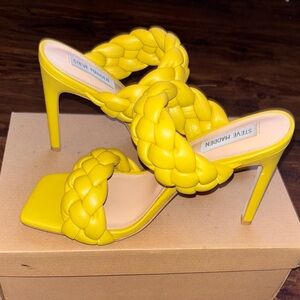 Steve Madden Bright Yellow Braided Heels